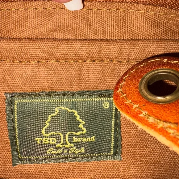 TSD Brand Canvas & Leather Crossbody Bag Olive/Brown, Earth & Style Collection - Picture 9 of 10